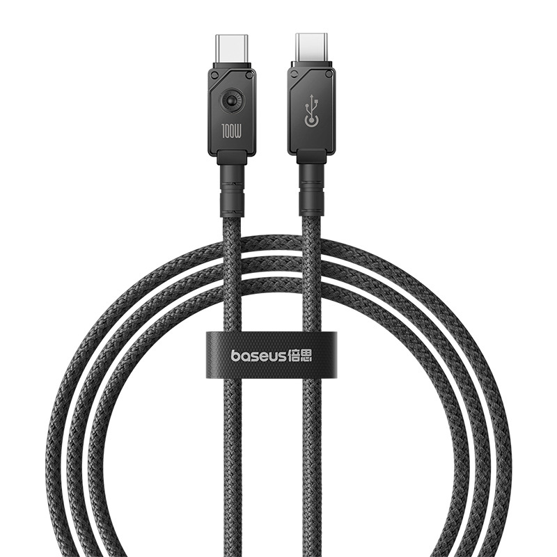Baseus Unbreakable Series Fast Charging Data Cable Type-C to Type-C 100W - أسود - 1m