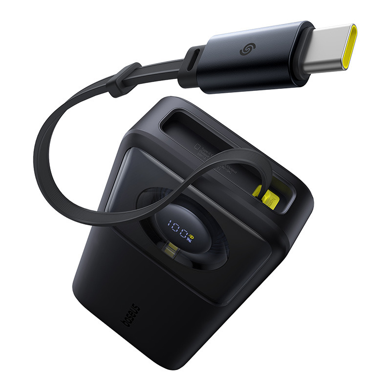 Baseus Free2Pull Power Bank with Retractable Cable 20000mAh 65W - أسود