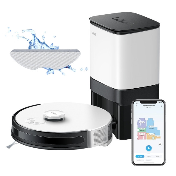 Tapo RV30 Plus | LiDAR Navigation Robot Vacuum & Mop + Smart Auto-Empty Dock - أبيض