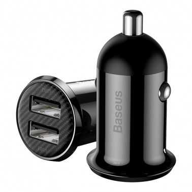 Baseus Grain Pro Car Charger (Dual USB 4.8A ) - أسود