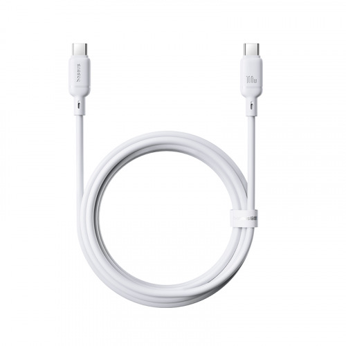 Baseus Silky Series Fast Charging Cable Type-C to Type-C 100W - أبيض - 2m