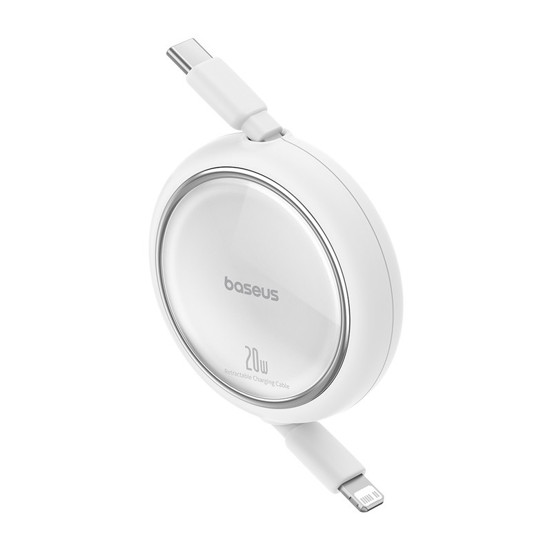Baseus Free2Pull Retractable Charging Cable USB-C to iP 20W 1m - أبيض