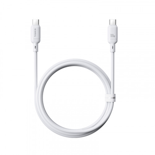 Baseus Silky Series Fast Charging Cable Type-C to Type-C 100W - أبيض - 1m