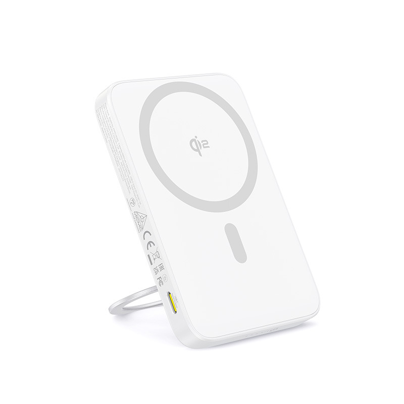 Baseus PicoGo Qi2 Magnetic Power Bank with Rotatable Stand 5000mAh 20W - أبيض