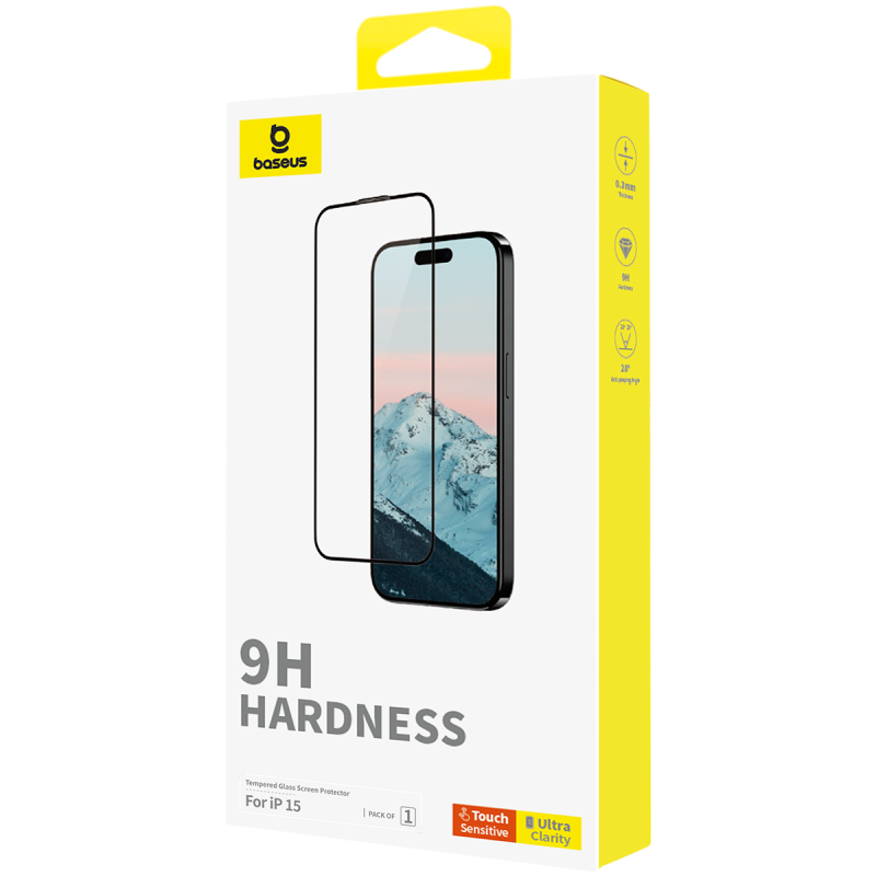 Baseus Diamond Series Full-Coverage HD Tempered Glass Screen Protector - شفاف - iPhone 15 / 16