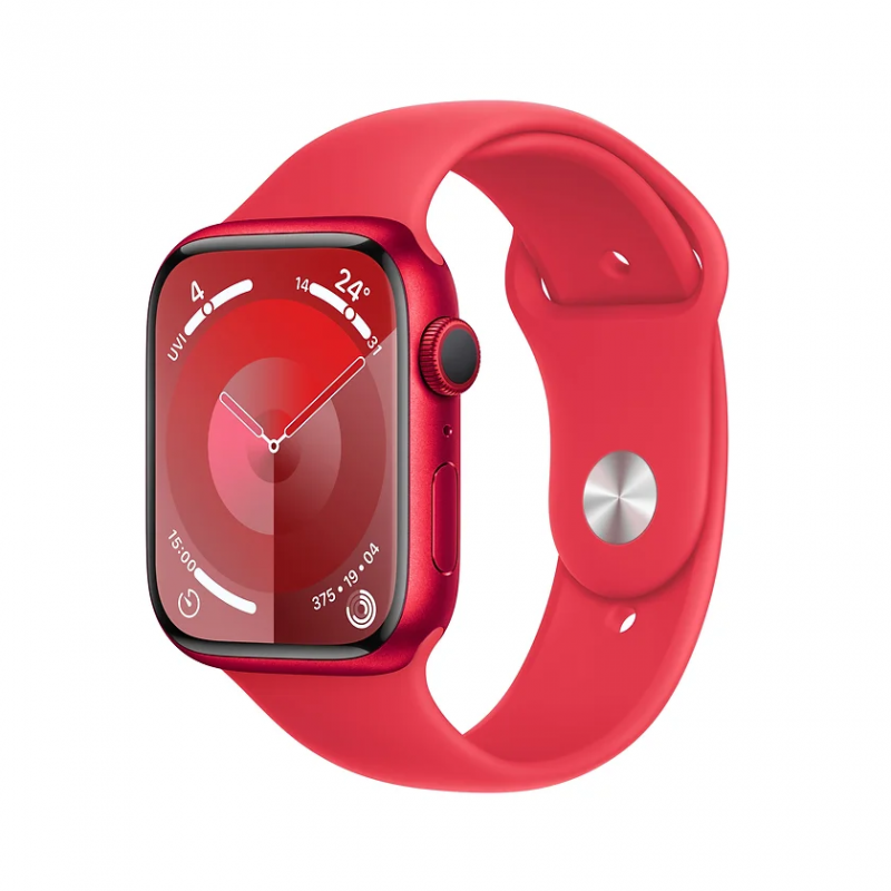 ساعة أبل الجيل 9 - أحمر - 45mm Red Sport Band S/M