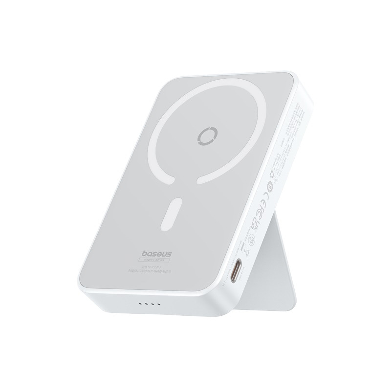 Baseus MagPro Magnetic Bracket Wireless Fast-Charging Power Bank 5000mAh 20W - أبيض