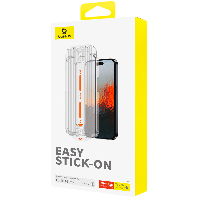 Baseus Sapphire Series Full-Coverage HD Tempered Glass Screen Protector (with Built-in Dust Filter) - Clear - iP 16 Pro