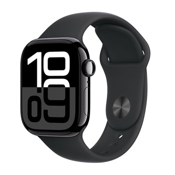 ساعة ابل الجيل 10 - أسود - 42mm, Aluminium Case with Black Sport Band - S/M
