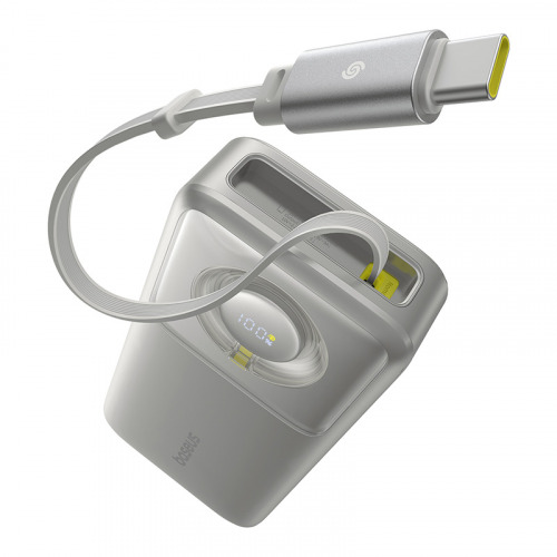 Baseus Free2Pull Power Bank with Retractable Cable 20000mAh 65W - الرمادي