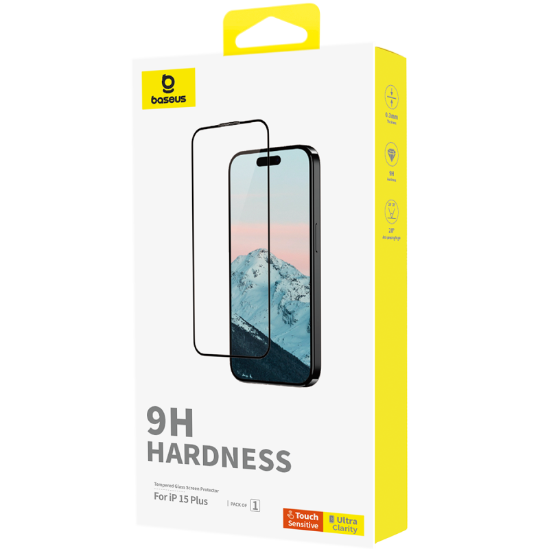 Baseus Diamond Series Full-Coverage HD Tempered Glass Screen Protector - شفاف - iPhone 15 Plus / 16 Plus
