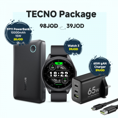 TECNO Watch 3 - Black - Offer 1 With FP11 & 65W gAN Charger